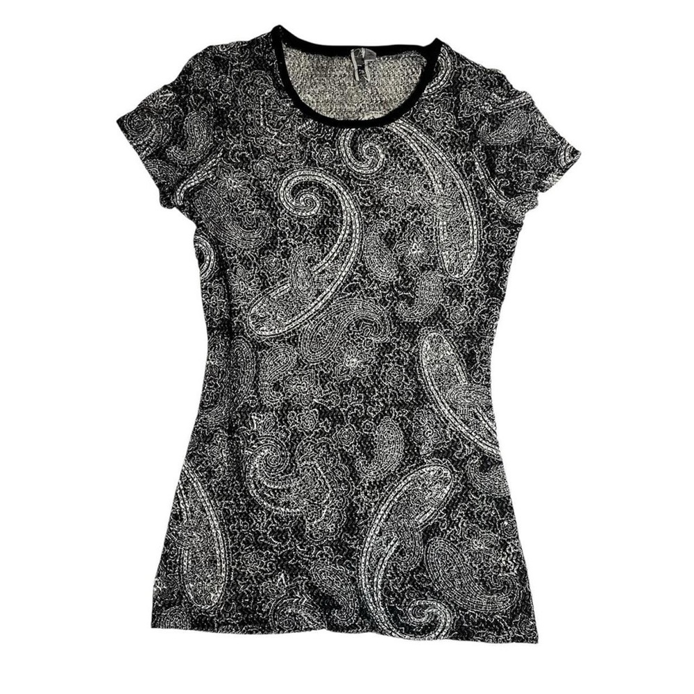 2000s Black and White Paisley Women's Top